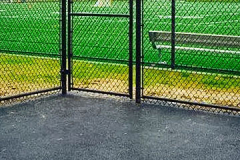 10 Foot High System21 Industrial with Mid and Bottom Rail in Black for Sport Court
