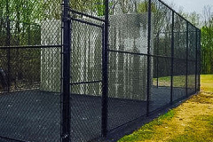 10 Foot High System21 Industrial with Mid and Bottom Rail in Black for Sport Court