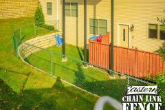 4 Foot High Green Chain-Link Fence With Galvanized Framework