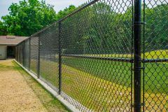 6 Foot High System21 Industrial Black Chain-Link Fence With Mid-Rail and Truss Rod