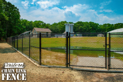 6 Foot High System21 Industrial Black Chain-Link Fence-Double Drive Gate
