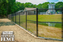 6 Foot High System21 Industrial Black Chain-Link Fence With Mid-Rail and Truss Rod