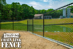 6 Foot High System21 Industrial Black Chain-Link Fence With Mid-Rail and Truss Rod