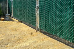 6 Foot High and 1 Foot Barb Wire Galvanized Fabric and Framework with Mid-Rail and Green Wing Slats