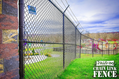6 Foot High by 1 Foot Barb Wire System21 Black Chain-Link Fence with Mid-Rail